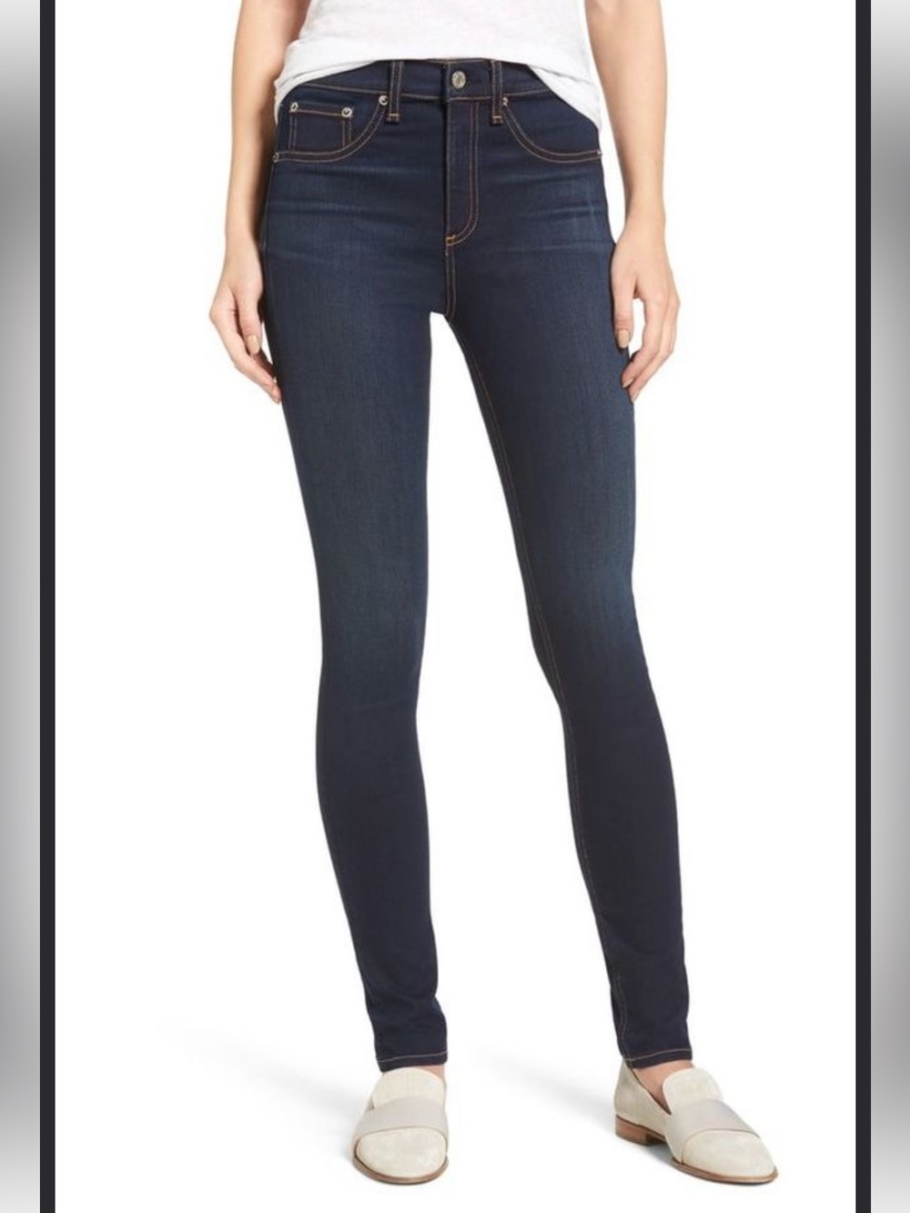 rag & bone Nina High-Rise Skinny Jeans Size 27 Bedford Dark Indigo